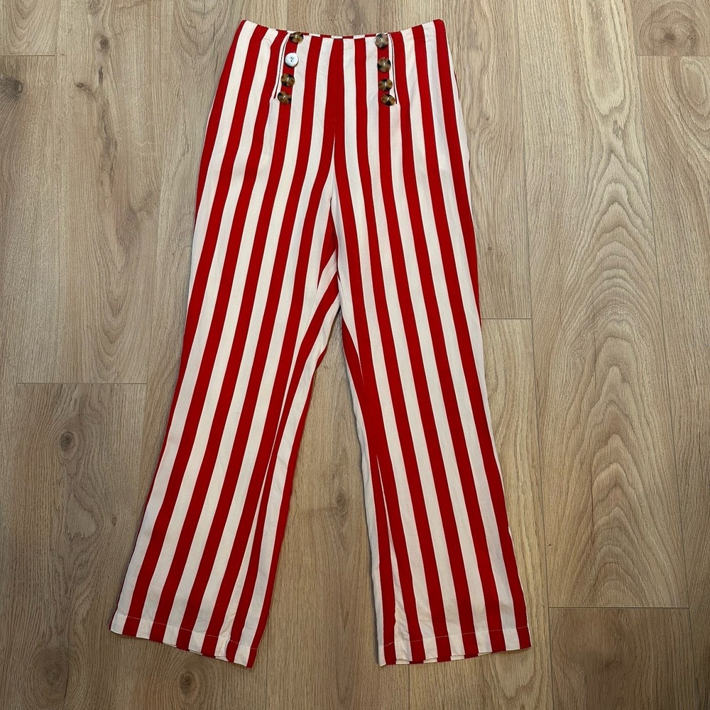HOUSE OF HARLOW 1960 X REVOLVE Morris Pant in Red & White Stripe Sz Small